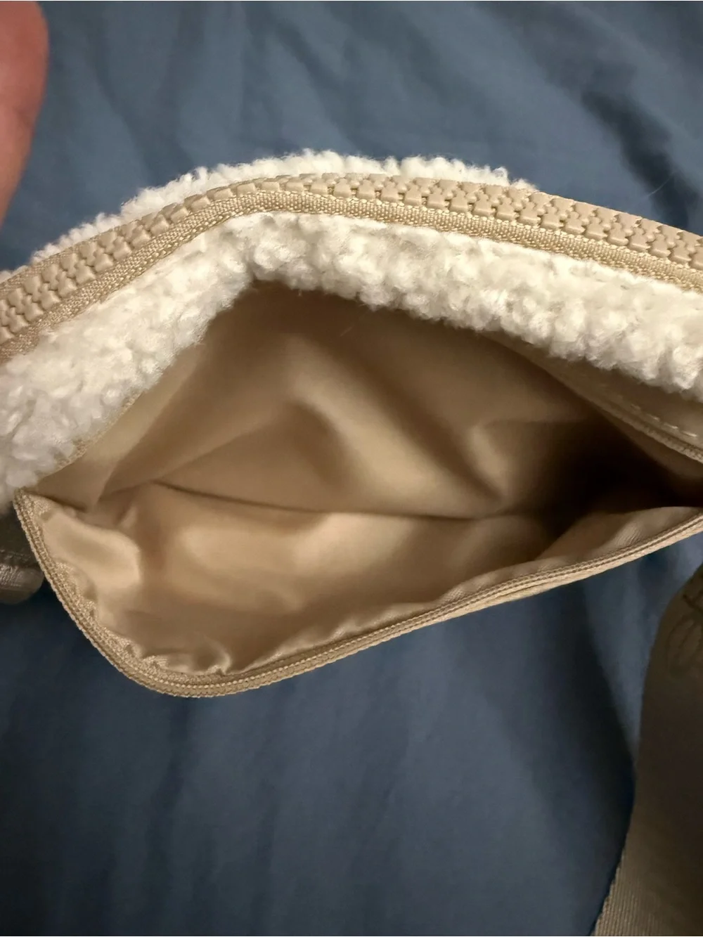 Lole Cream Faux-Sherpa Cosmetic Pouch